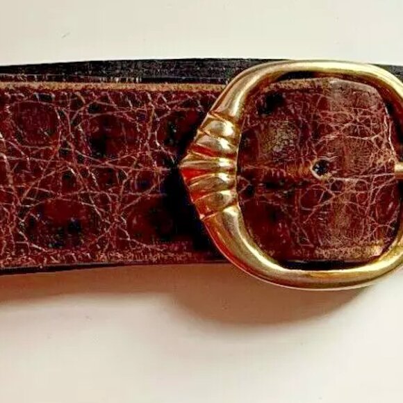Trianon Annalou Genuine Crocodile Brown Belt Gold Hardware (Size 75/30 US) - Picture 7 of 11